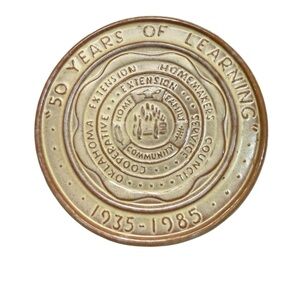 Vintage Frankoma Tan Commemorative Plate/Trivet Extension Homemakers 1935-85